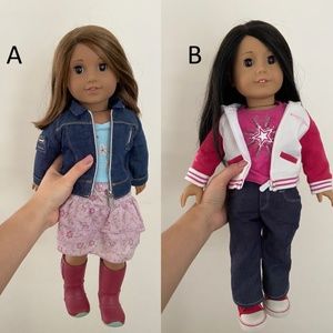 American Girl Dolls x2 with Play & Display Stands x2